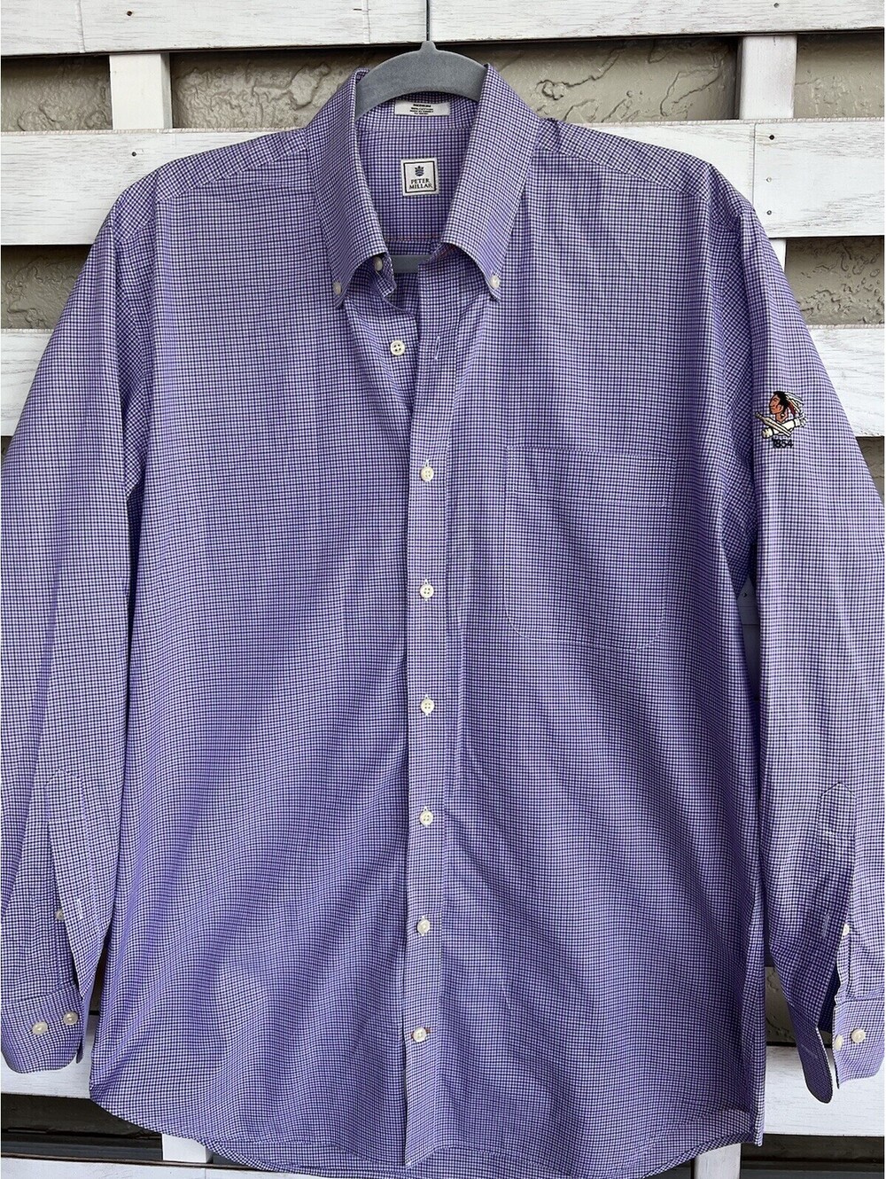 Peter Millar 1854 Cotton button up shirt Purple checkered Men's M.